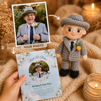 Personalized Crochet Doll with Photo Card “Rest In Peace”