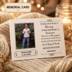 Personalized Crochet Doll with Photo Card “Your Life Was a Blessing, Your Memory a Treasure”