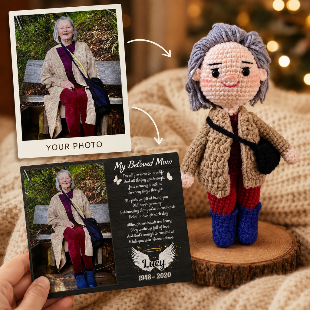 Personalized Crochet Doll with Photo Card “My Beloved Mom”