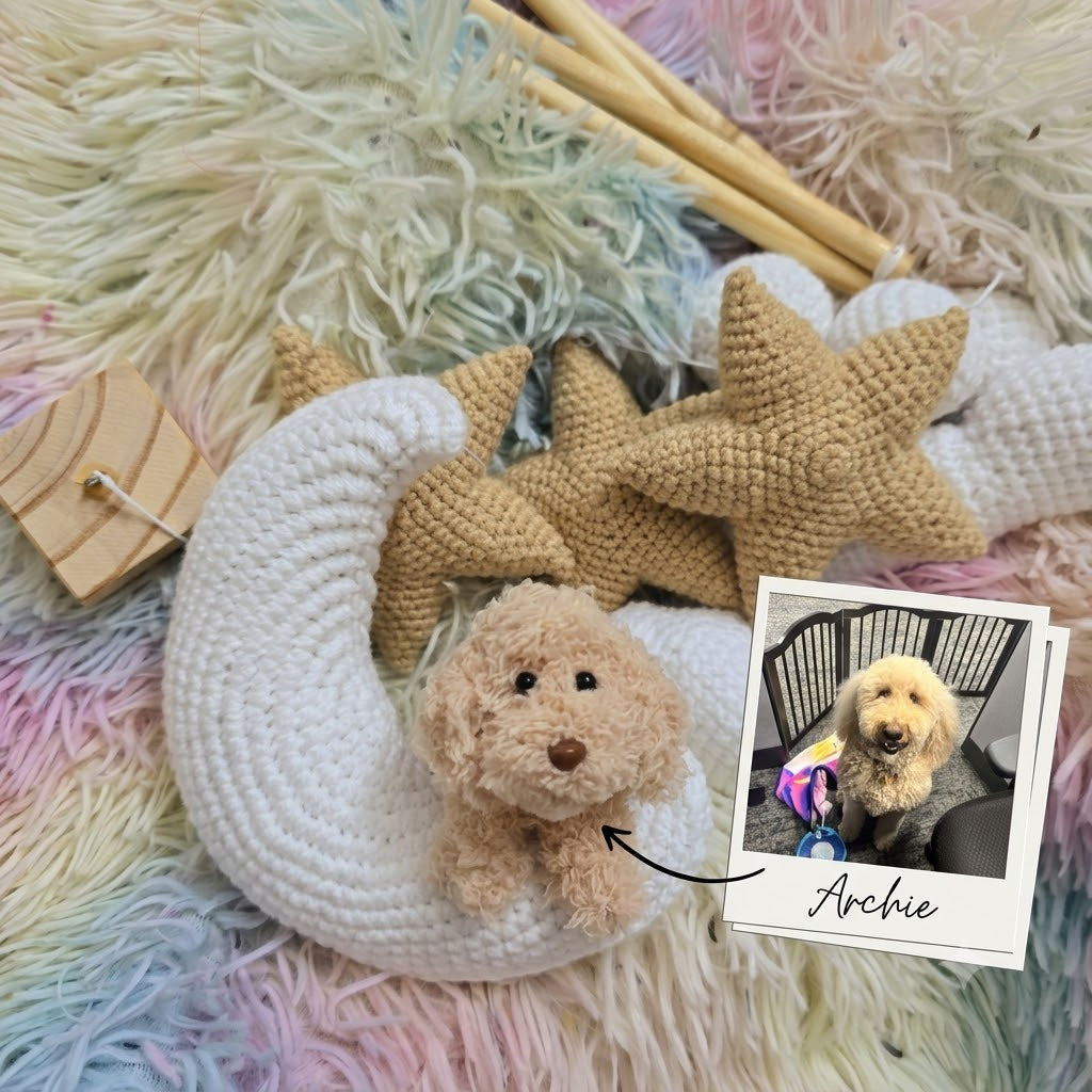 Pet Moon | Brown | Personalized Crochet Pet Baby Mobile