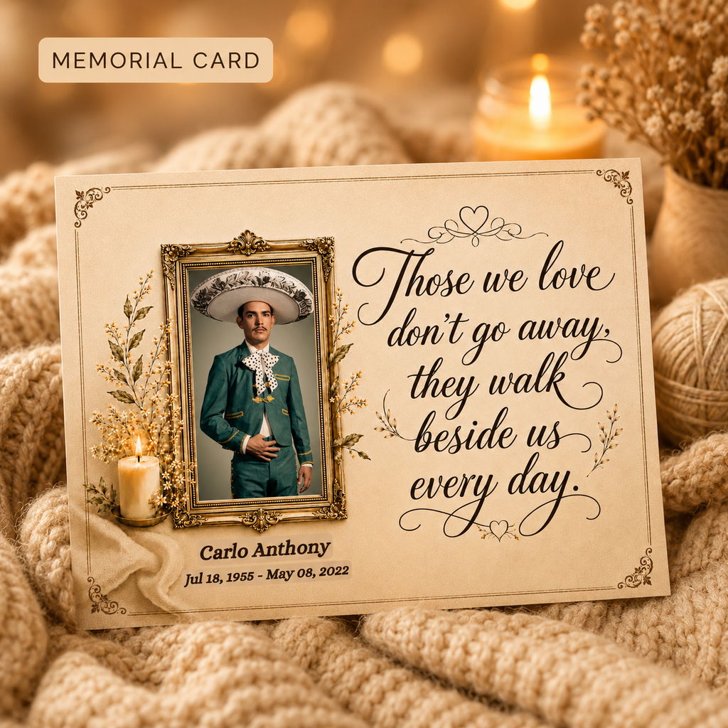 Personalized Crochet Doll with Photo Card “Those We Love Don't Go Away”