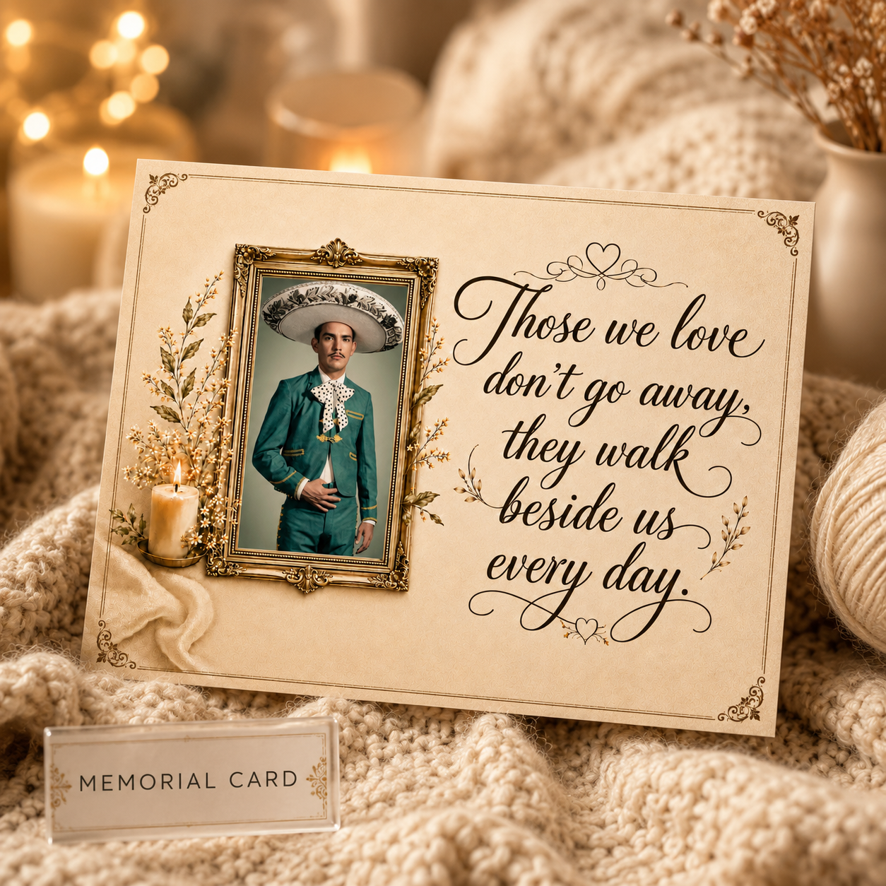 Personalized Crochet Doll with Photo Card “Those We Love Don't Go Away”