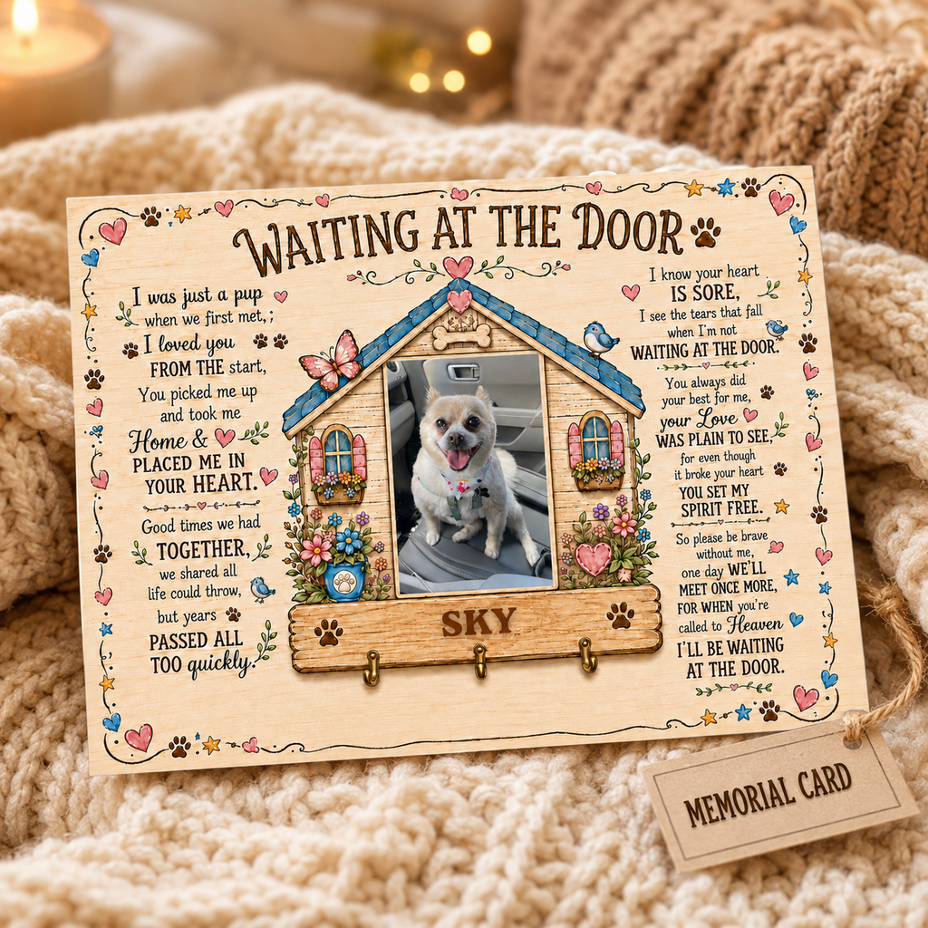 Personalized Crochet Doll for Pet with Photo Card “Waiting At The Door”