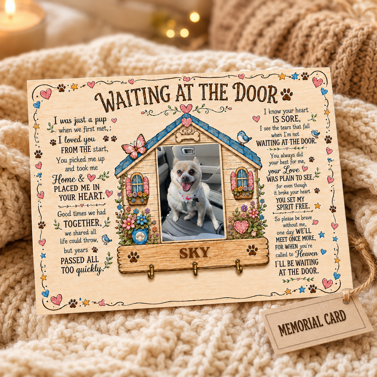 Personalized Crochet Doll for Pet with Photo Card “Waiting At The Door”