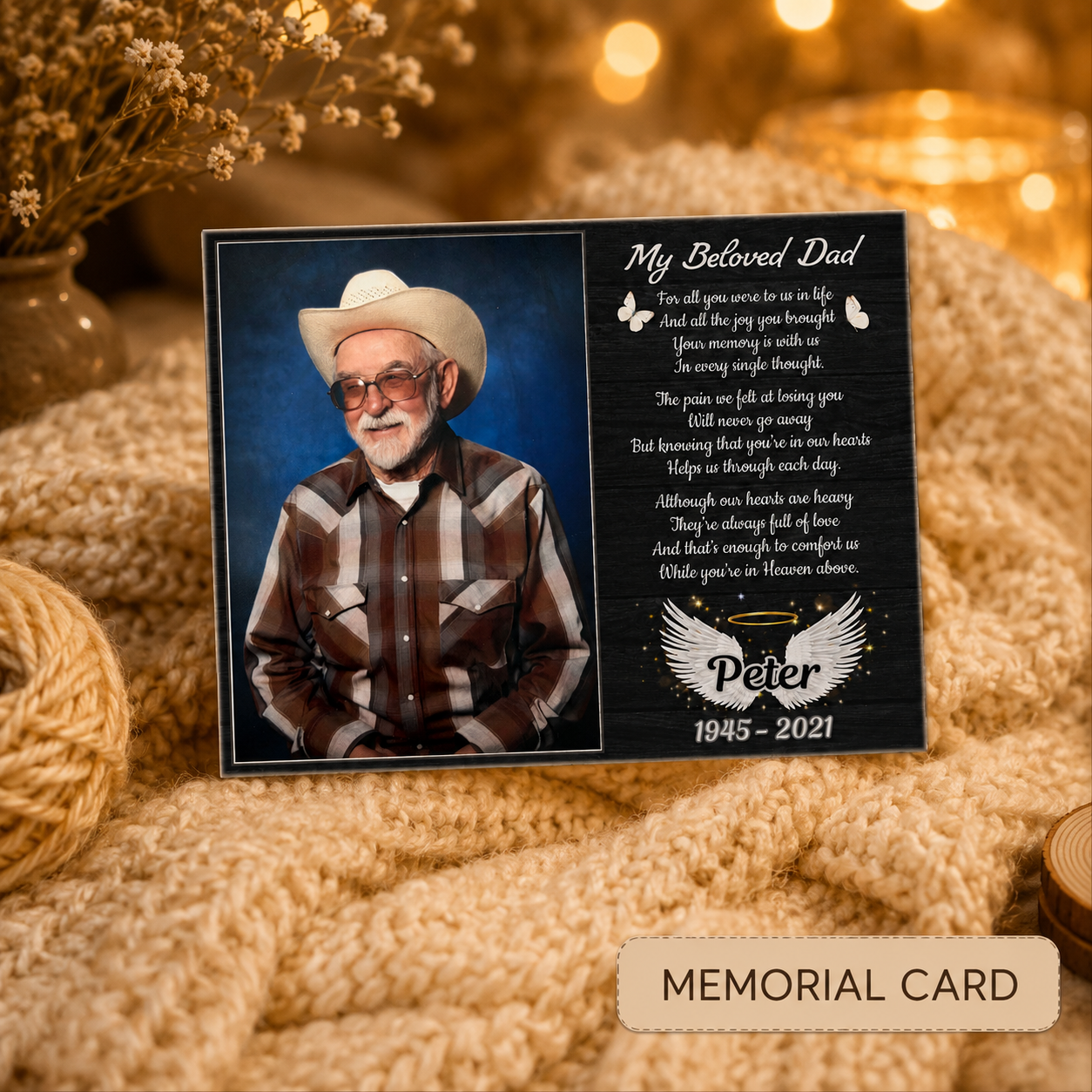 Personalized Crochet Doll with Photo Card “My Beloved Dad”