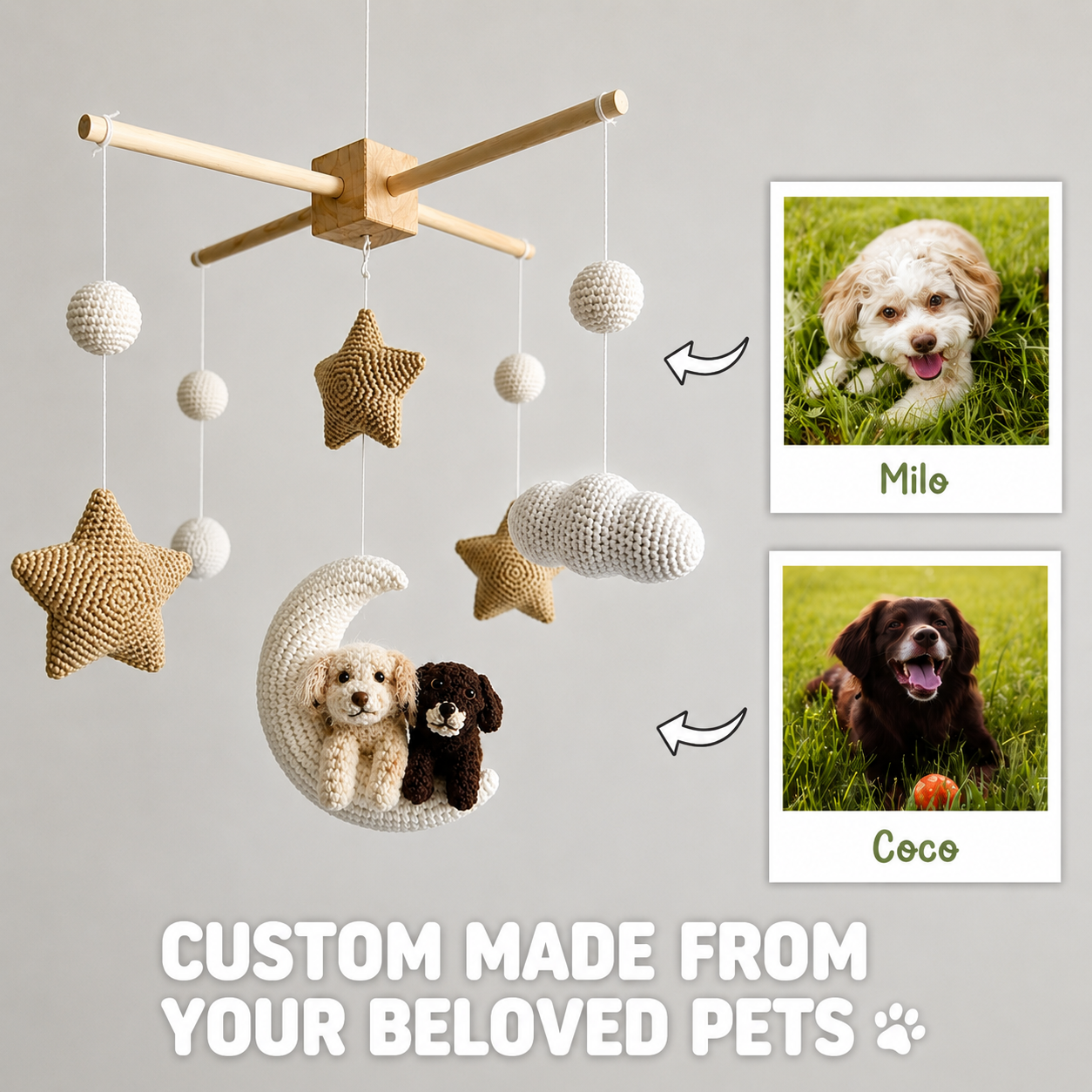 On the Moon | Personalized Crochet Pet Baby Mobile