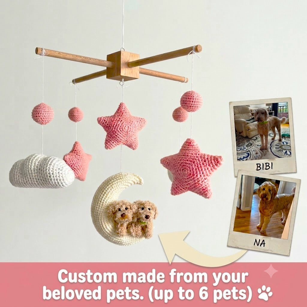 On the Moon | Personalized Crochet Pet Baby Mobile