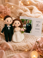 Personalized Crochet Doll for Couple with Photo Memory Card “Save The Date”