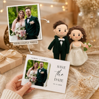 Personalized Crochet Doll for Couple with Photo Memory Card “Save The Date”