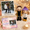 Personalized Crochet Doll for Couple with Photo Memory Card “Two Hearts, One Beautiful Story”