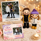 Personalized Crochet Doll for Couple with Photo Memory Card “Two Hearts, One Beautiful Story”