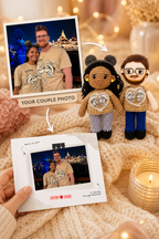 Personalized Crochet Doll for Couple with Photo Memory Card “A Journey Through Memories”