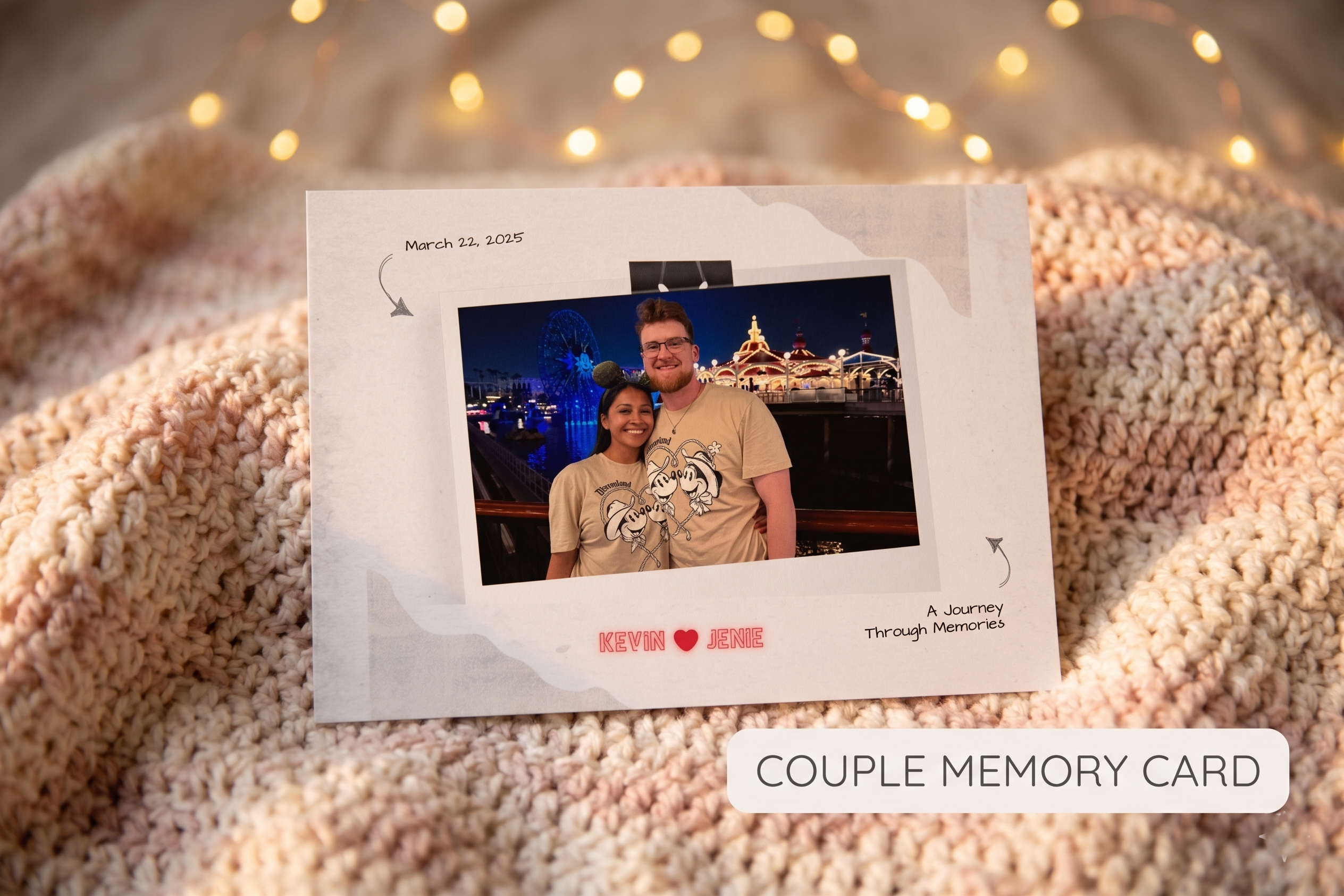 Personalized Crochet Doll for Couple with Photo Memory Card “A Journey Through Memories”