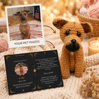 Personalized Crochet Doll for Pet with Photo Card “In Loving Memory”