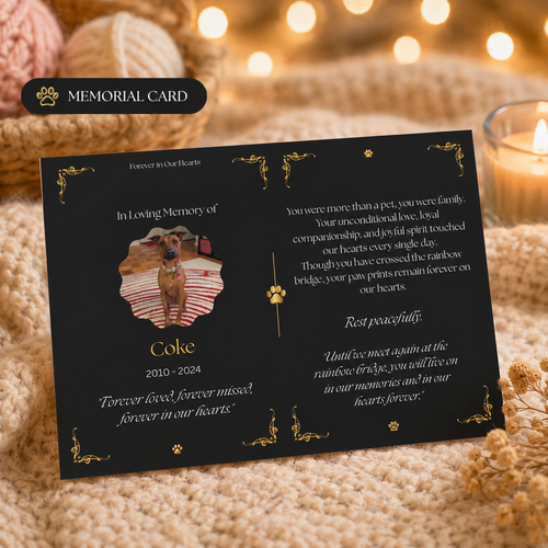 Personalized Crochet Doll for Pet with Photo Card “In Loving Memory”