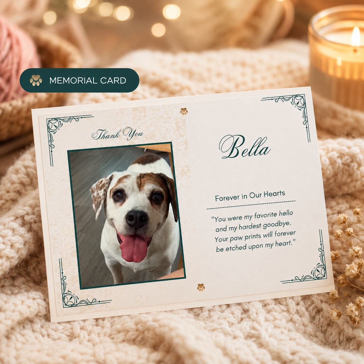 Personalized Crochet Doll for Pet with Photo Card “Forever In Our Hearts”