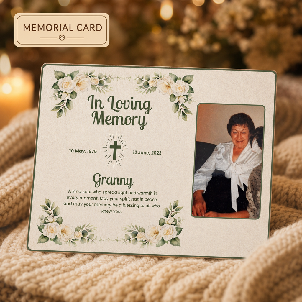 Personalized Crochet Doll with Photo Card “In Loving Memory” - V3