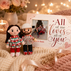 Personalized Crochet Doll for Couple with Photo Memory Card “All of Me Loves All of You”