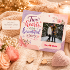 Personalized Crochet Doll for Couple with Photo Memory Card “Two Hearts, One Beautiful Story”