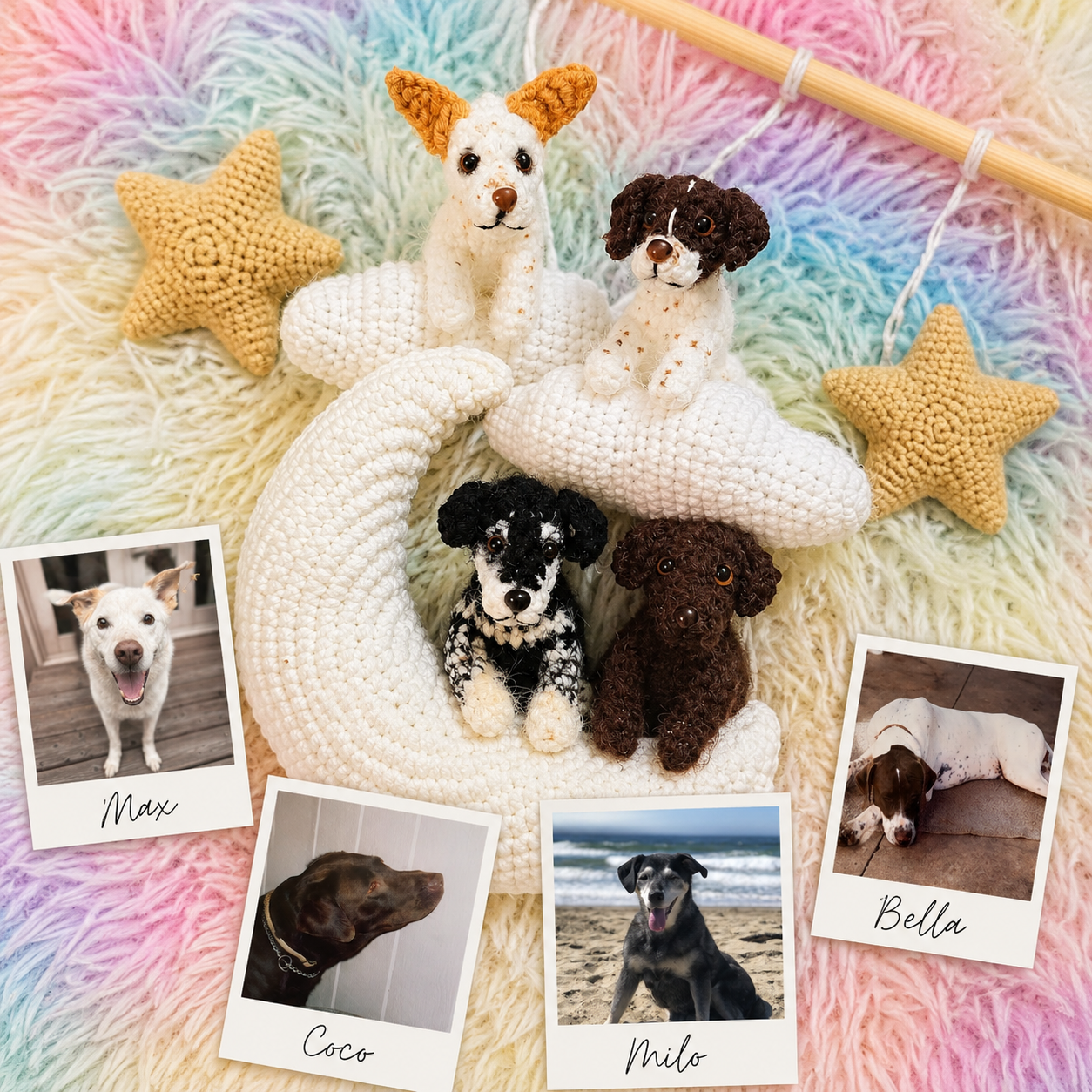 Pet Moon | Brown | Personalized Crochet Pet Baby Mobile