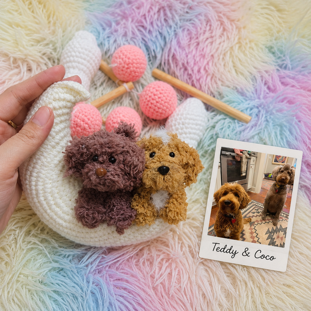 Pet Moon | Pink  |  Personalized Crochet Pet Baby Mobile