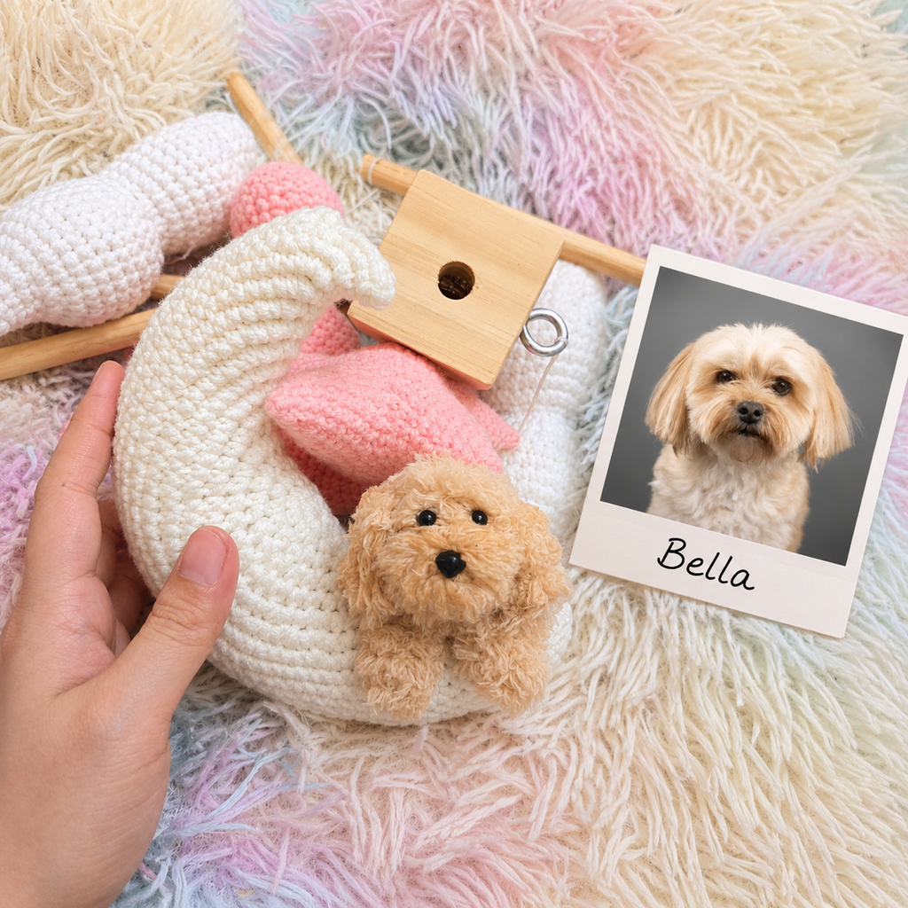 Pet Moon | Pink  |  Personalized Crochet Pet Baby Mobile