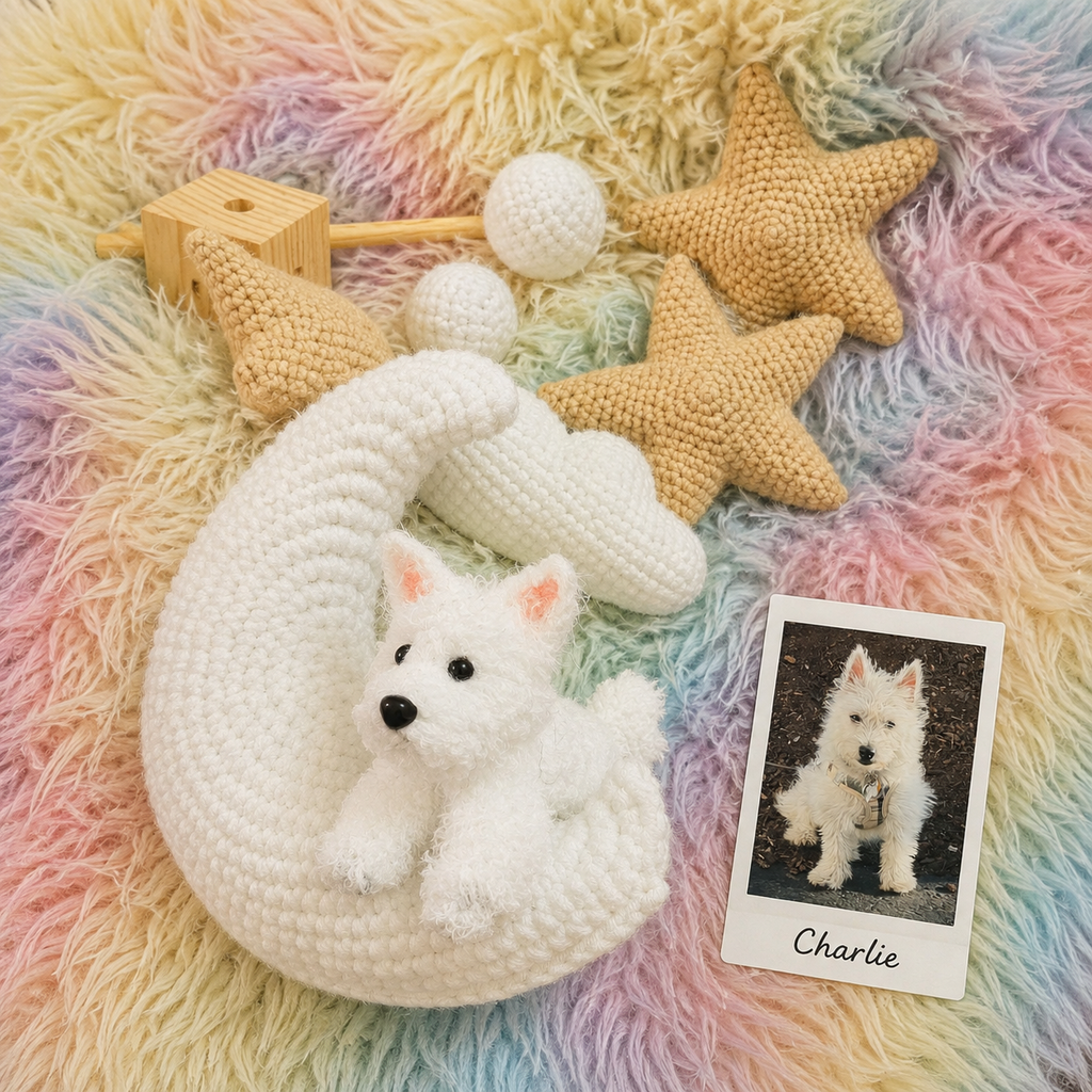 Pet Moon | Brown | Personalized Crochet Pet Baby Mobile