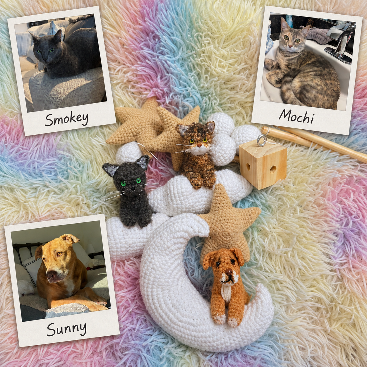 Pet Moon | Brown | Personalized Crochet Pet Baby Mobile