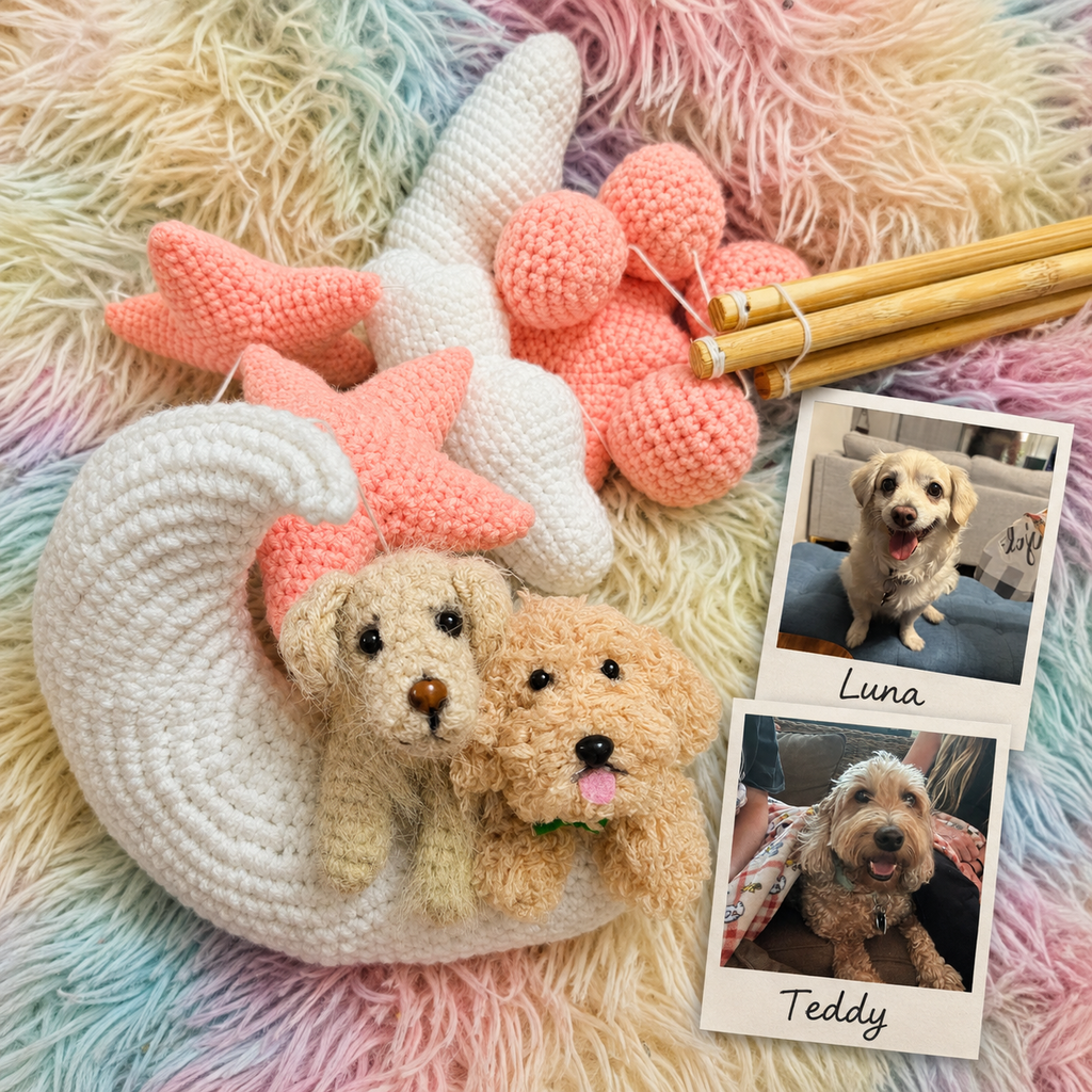 Pet Moon | Pink  |  Personalized Crochet Pet Baby Mobile